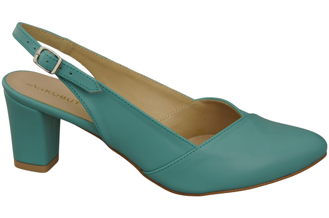 Dámské sandály na podpatku Tyrkysová přírodní kůže 217 ElitaBut