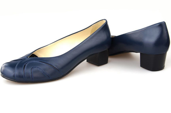 Dámská obuv Dámské lodičky z přírodní kůže Navy blue 786 ElitaBut