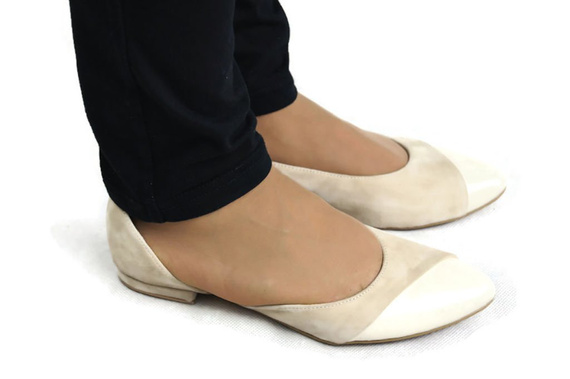 Dámské baleríny Béžová přírodní kůže Semiš 146 ElitaBut