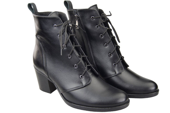 Obuv Dámské černé šněrovací boty Zimní přírodní kůže 188 Z ElitaBut