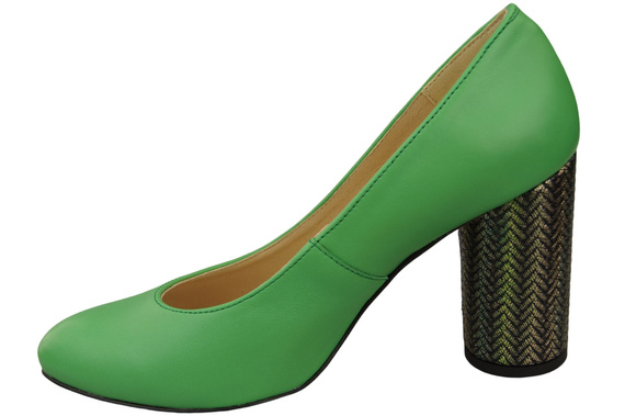 Dámské lodičky z přírodní kůže Barevný ozdobný podpatek 194 ElitaBut