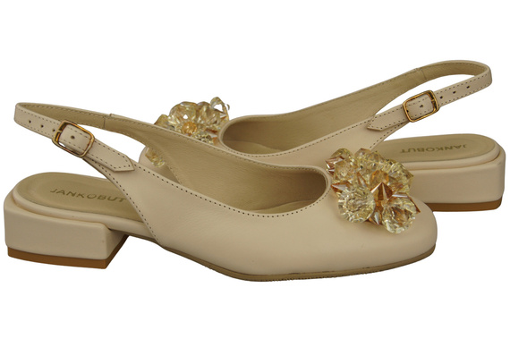 Dámská obuv Béžové sandály s krystaly Přírodní kůže 215 ElitaBut