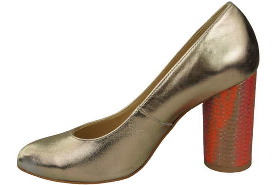 Dámská obuv Dámské lodičky Zlatá kůže Barevný ornamentální podpatek 194 ElitaBut