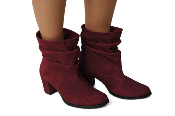 Dámská obuv Přírodní kůže Maroon kozačky 986 ElitaBut