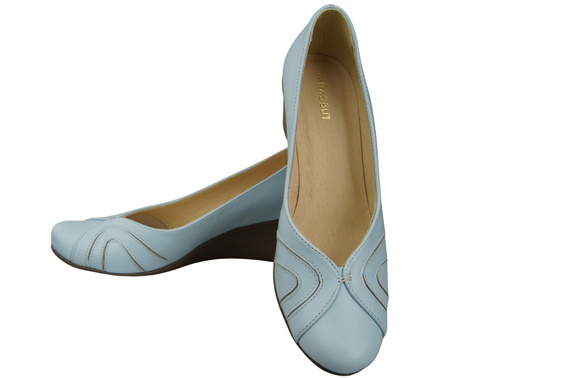 Boty na kotníku Světle modré dámské lodičky z přírodní kůže 828 ElitaBut