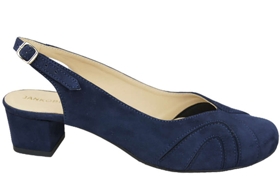 Dámské sandály z přírodní kůže a semiše Navy Blue 842 Z ElitaBut