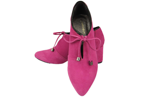 Dámské boty Boty Fuchsia Natural Velour Leather 183 ElitaBut