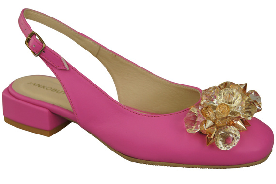 Dámská obuv Fuchsiové sandály s krystaly Přírodní kůže 215 ElitaBut