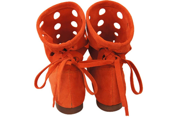 Obuv Dámské kozačky z přírodní kůže Velour Orange 160 ElitaBut