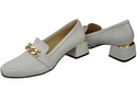 Dámské boty White with Embellished Chain Moccasin pumps Přírodní kůže 193 ElitaBut