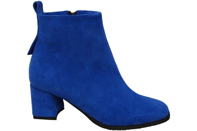Dámské kotníkové boty Azure z přírodní velurové kůže, stabilní blokový podpatek, se zipem 224 ElitaBut
