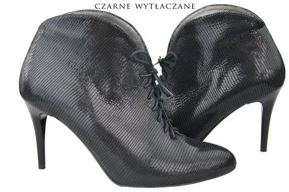 Obuv Dámské kozačky černé reliéfní jaro / podzim přírodní kůže 955 ElitaBut