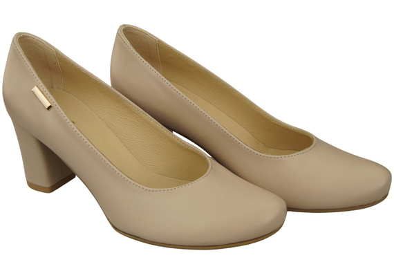 Dámské boty Classic Cappuccino Light Natural Leather Almond Nose pumps 201 ElitaBut