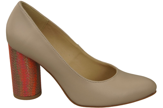 Dámské boty Obuv Cappuccino Světlá přírodní kůže Ozdobný podpatek 194 ElitaBut