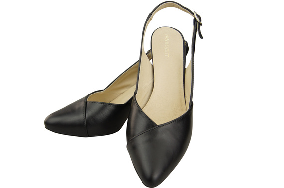 Dámská obuv Černé sandály na podpatku Přírodní kůže 217 ElitaBut