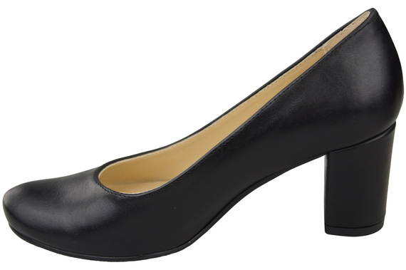 Klasické dámské černé lodičky Almond Nose z přírodní kůže 201 ElitaBut