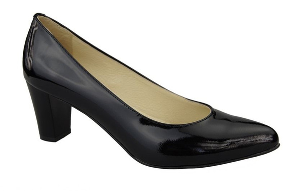 Dámská obuv Dámské kožené lodičky Black Lacquer 974 ElitaBut