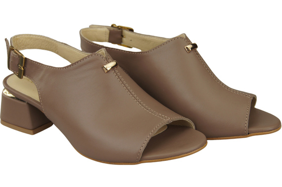 Dámská obuv Sandály Cappuccino Tmavě zlatá přezka Přírodní kůže 198 ElitaBut