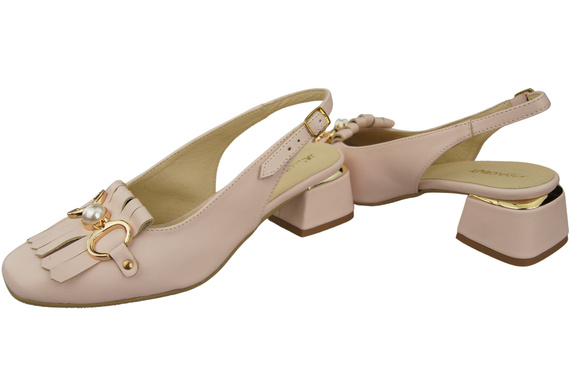 Dámská obuv Powder Pink Sandály zdobené třásněmi z přírodní kůže 208 ElitaBut