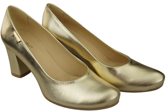 Dámské boty Classic Gold Almond Nose Natural Leather Pumps 201 ElitaBut