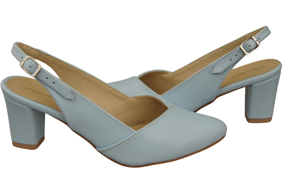 Dámské sandály Light Blue na podpatku z přírodní kůže 217 ElitaBut