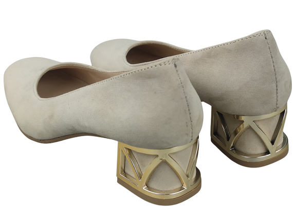 Pohodlné dámské boty Béžová lodičky s ozdobným podpatkem Přírodní semišová kůže 219 Od ElitaBut