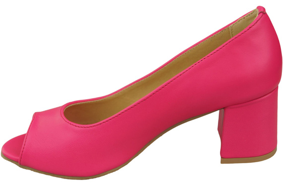 Dámská obuv PEEP TOE Neon Pink Přírodní kůže s potaženým podpatkem 192 ElitaBut