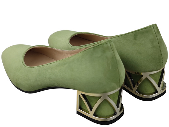 Pohodlné dámské boty Pistácie lodičky s ozdobným podpatkem Přírodní semišová kůže 219 Od ElitaBut