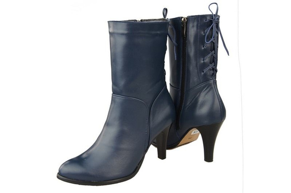 Obuv Zimní dámské boty z přírodní kůže Navy blue 978 Z ElitaBut