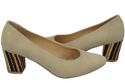 Dámská obuv Beige Natural Suede Leather Decorative Heel 158 With ElitaBut