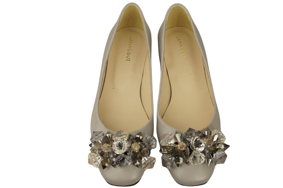 Dámské lodičky Bright Ash s krystaly ploché přírodní kůže 216 ElitaBut