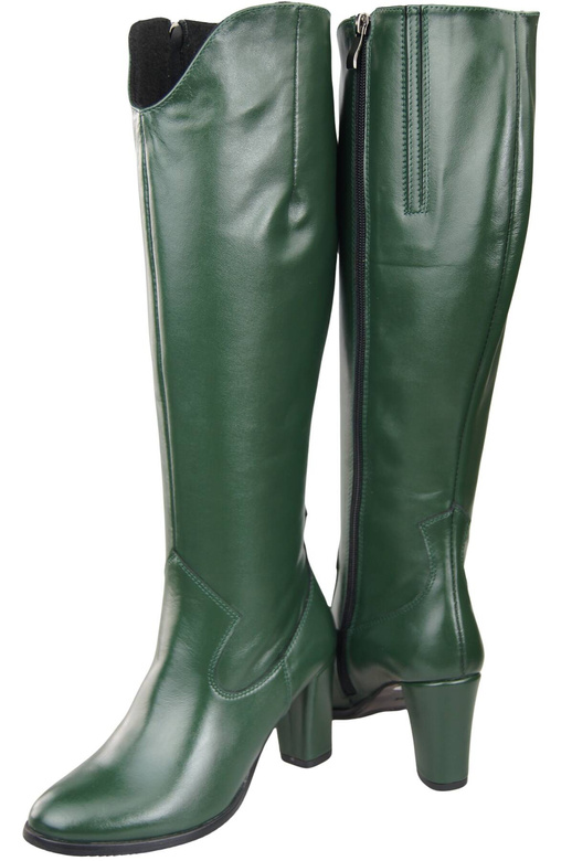 Stylová obuv Dámské kozačky Emerald green na jehlovém podpatku z přírodní kůže 211 ElitaBut