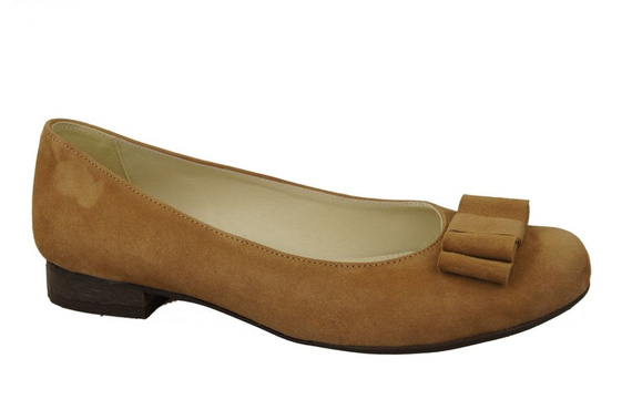 Dámské baleríny Červená semišová přírodní kůže 126 ElitaBut