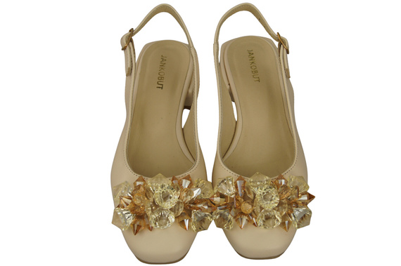 Dámská obuv Béžové sandály s krystaly Přírodní kůže 215 ElitaBut