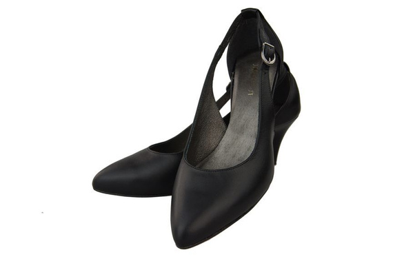 Dámská obuv Sandály Nízký podpatek Kožený černý 973 ElitaBut