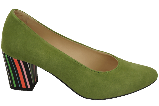 Dámská obuv Pistachio Natural Suede Leather Decorative Heel 158 With ElitaBut