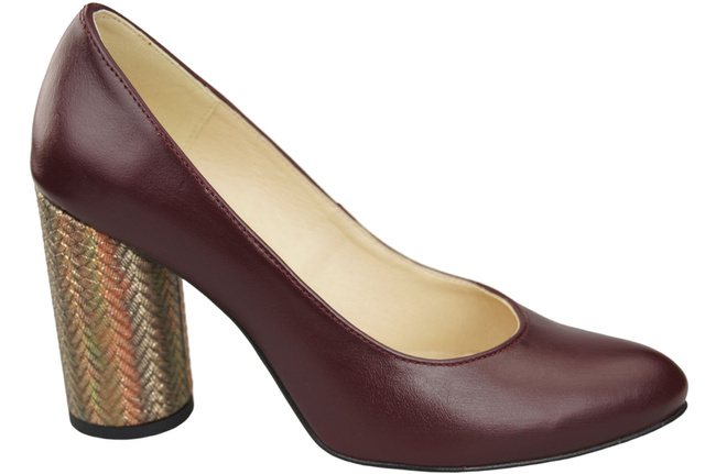 Dámské lodičky z přírodní kůže Barevný ozdobný podpatek 194 ElitaBut