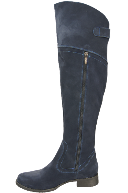 Dámské boty Navy blue Musketeers High over the knee natural leather Velour 154 ElitaBut