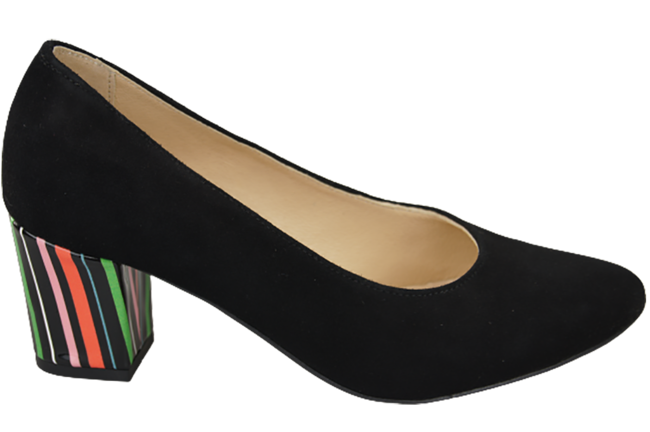 Dámská obuv černá semišová z přírodní kůže s ozdobným podpatkem 158 s ElitaBut