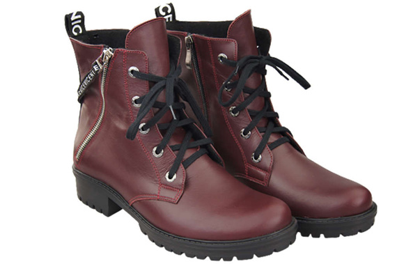 Obuv Obuv Boty Bordó Dámské s nápisem NICE Přírodní kůže 173 Od ElitaBut