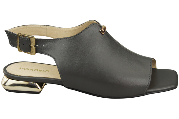 Pohodlné dámské sandály Graphite Flat Gold Heel Natural Leather 207 ElitaBut