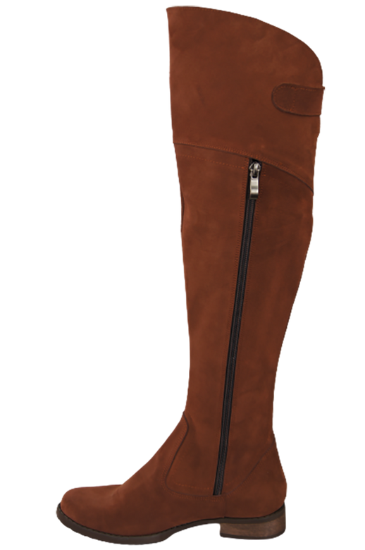 Obuv Dámské boty Kaštanové mušketýrky Vysoké nad kolena z přírodní kůže Velur 154 ElitaBut