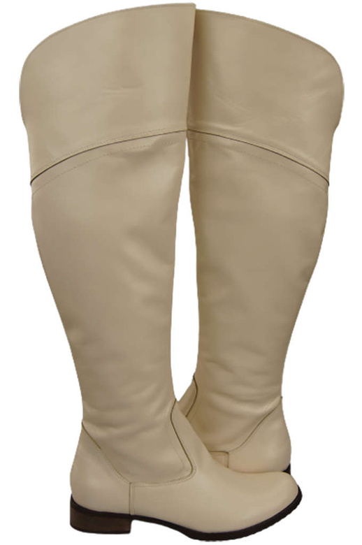 Dámské kozačky Boty Beige Musketeers Vysoké nad kolena z přírodní kůže 638 ElitaBut