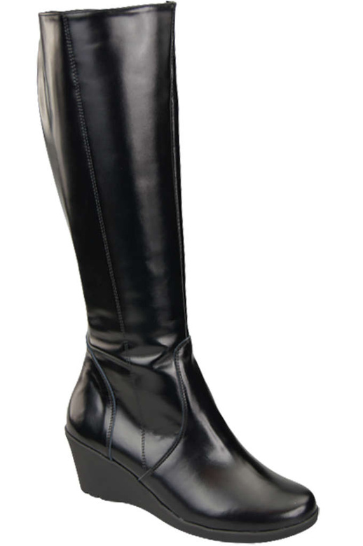 Obuv Dámské kotníkové boty Přírodní kůže Černá lesklá 177 ElitaBut