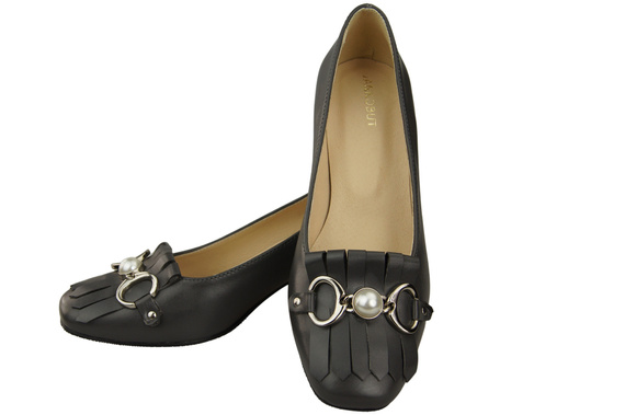 Dámská obuv Dámské lodičky se střapcem Graphite Natural leather 195 ElitaBut