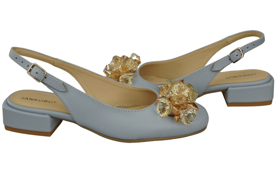 Dámská obuv Sandály Bright Blue s krystaly Přírodní kůže 215 ElitaBut