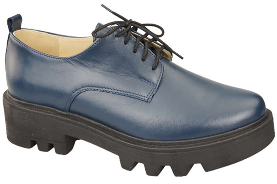 Obuv Dámské šněrovací polobotky Navy Blue Leather Natural 180 ElitaBut