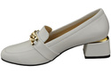 Dámské boty White with Embellished Chain Moccasin pumps Přírodní kůže 193 ElitaBut