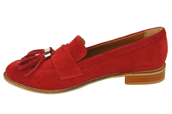 Dámské mokasíny z přírodní kůže Velour Red 134 ElitaBut