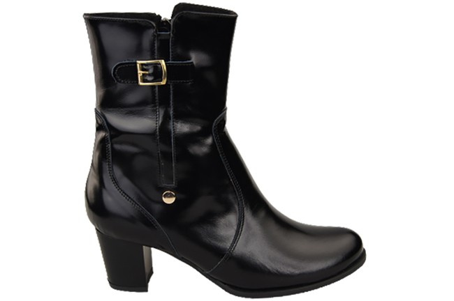 Dámské kozačky černé lesklé zateplené přírodní kůže 882 Z ElitaBut